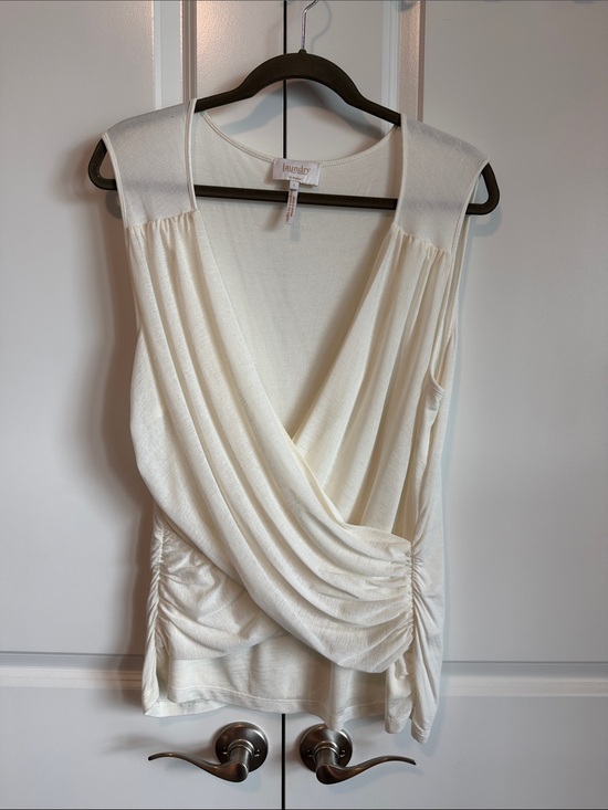 Laundry By Shelli Segal Tops - Laundry By Shelli Segal Ivory Draped Sleeveless Wrap Tank